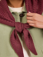 Love & Roses Burgundy Red Cut Out Triangle Scarf - Image 4 of 7