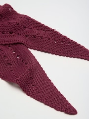 Love & Roses Burgundy Red Cut Out Triangle Scarf - Image 6 of 7