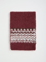 Love & Roses Burgundy Red Fairisle Embelished Brushed  Scarf - Image 4 of 6