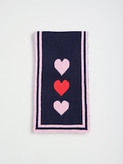 Love & Roses Navy Heart Print Knitted Scarf - Image 4 of 6