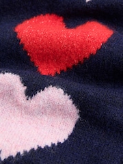 Love & Roses Navy Heart Print Knitted Scarf - Image 5 of 6