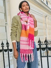 Love & Roses Pink Check Oversized Brushed Scarf - Image 4 of 7