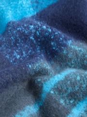 Love & Roses Teal Blue Check Oversized Brushed Scarf - Image 6 of 7