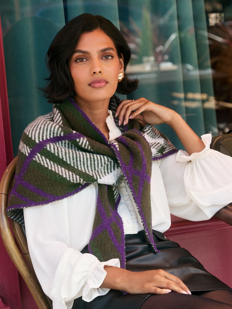 Love & Roses Green Soft Oversized Triangle Scarf - Image 1 of 7 Love & Roses Green Soft Oversized Triangle Scarf - Image 1 of 7