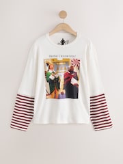 Ecru Relaxed Fit Layered Long Sleeve T-Shirt - Image 1 of 3