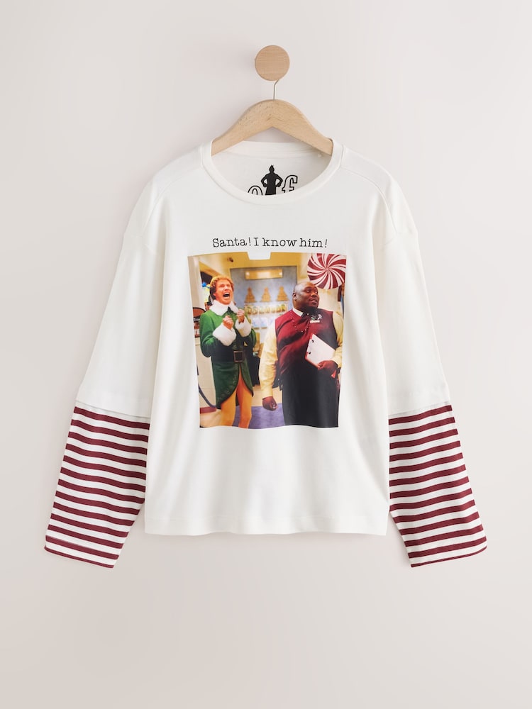 Ecru Relaxed Fit Layered Long Sleeve T-Shirt - Image 1 of 3 Ecru Relaxed Fit Layered Long Sleeve T-Shirt - Image 1 of 3