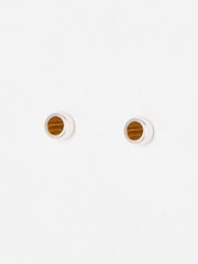 Oliver Bonas Sterling Silver Nettie Tiger's Eye Silver Mini Stud Earrings - Image 1 of 3