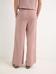 Oliver Bonas Brown Gingham Wide Leg Trousers - Image 2 of 7