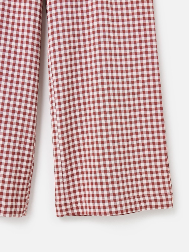 Oliver Bonas Brown Gingham Wide Leg Trousers - Image 7 of 7