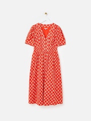 Oliver Bonas Red Strawberry V-Neck Midi Dress - Image 3 of 7