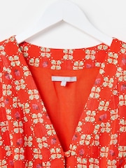 Oliver Bonas Red Strawberry V-Neck Midi Dress - Image 5 of 7