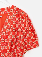 Oliver Bonas Red Strawberry V-Neck Midi Dress - Image 7 of 7