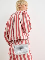 Oliver Bonas Silver Silver Metallic Braided Crossbody Bag - Image 1 of 7