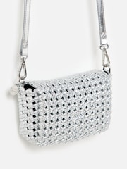 Oliver Bonas Silver Silver Metallic Braided Crossbody Bag - Image 2 of 7