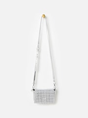 Oliver Bonas Silver Silver Metallic Braided Crossbody Bag - Image 3 of 7