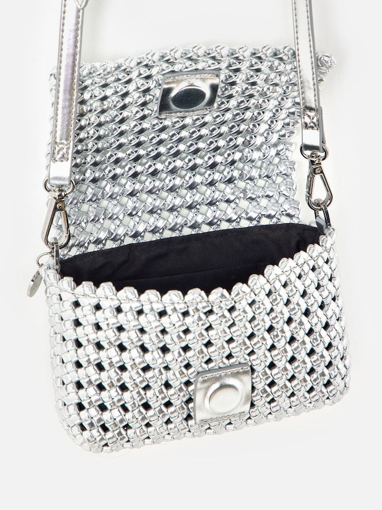 Oliver Bonas Silver Silver Metallic Braided Crossbody Bag - Image 7 of 7 Oliver Bonas Silver Silver Metallic Braided Crossbody Bag - Image 7 of 7