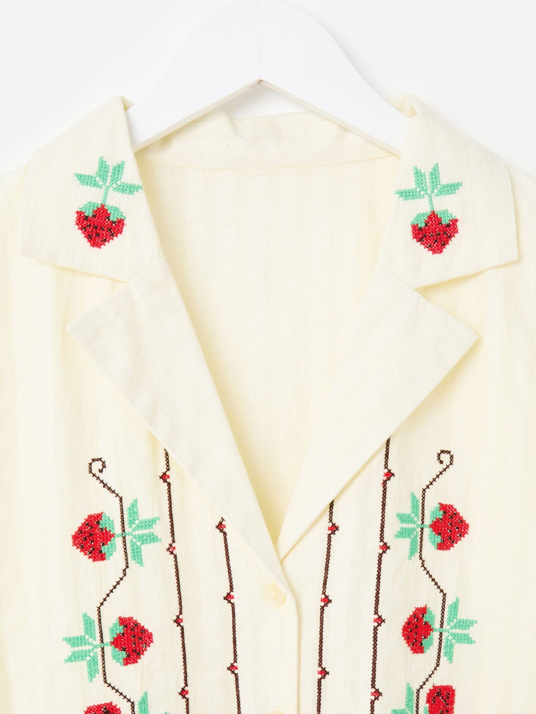 Buy Oliver Bonas Yellow Butter Strawberry Embroidered Short Sleeve
