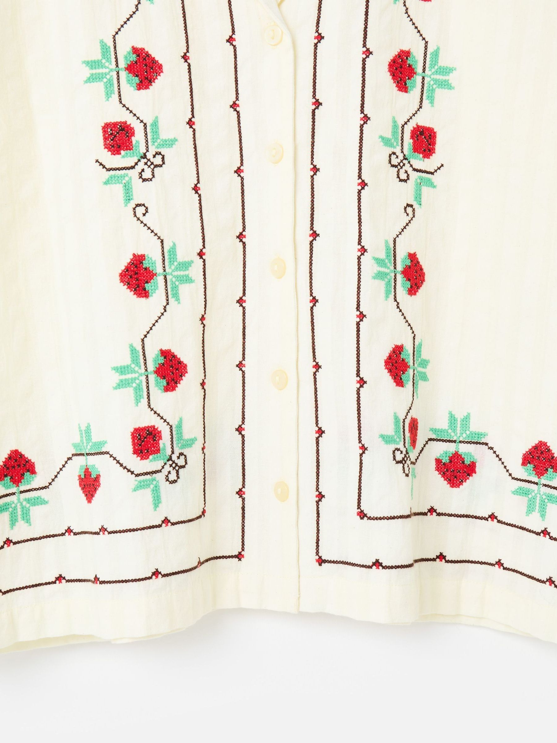 Buy Oliver Bonas Yellow Butter Strawberry Embroidered Short Sleeve