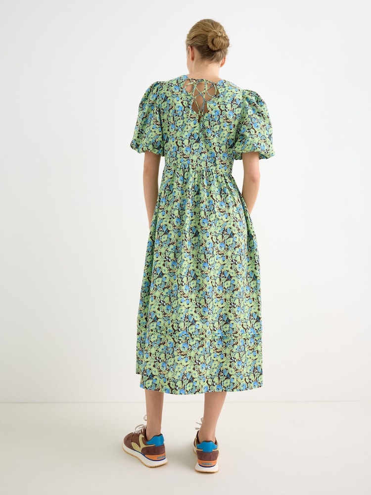 Oliver Bonas Green Floral V-Neck Midi Dress - Image 2 of 8