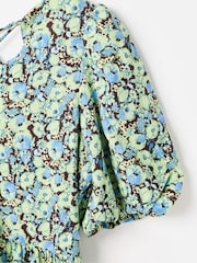 Oliver Bonas Green Floral V-Neck Midi Dress - Image 6 of 8