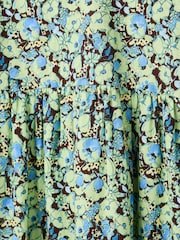 Oliver Bonas Green Floral V-Neck Midi Dress - Image 7 of 8