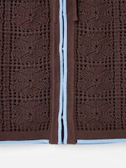 Oliver Bonas Brown Tie Front Crochet Waistcoat - Image 7 of 7