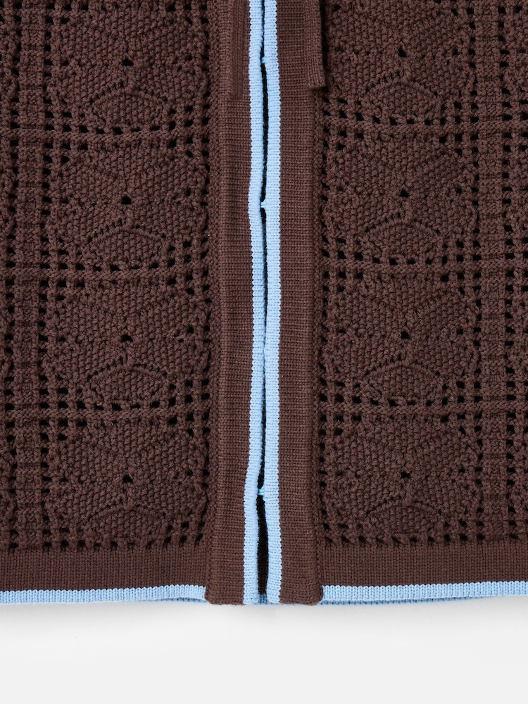 Oliver Bonas Brown Tie Front Crochet Waistcoat - Image 7 of 7