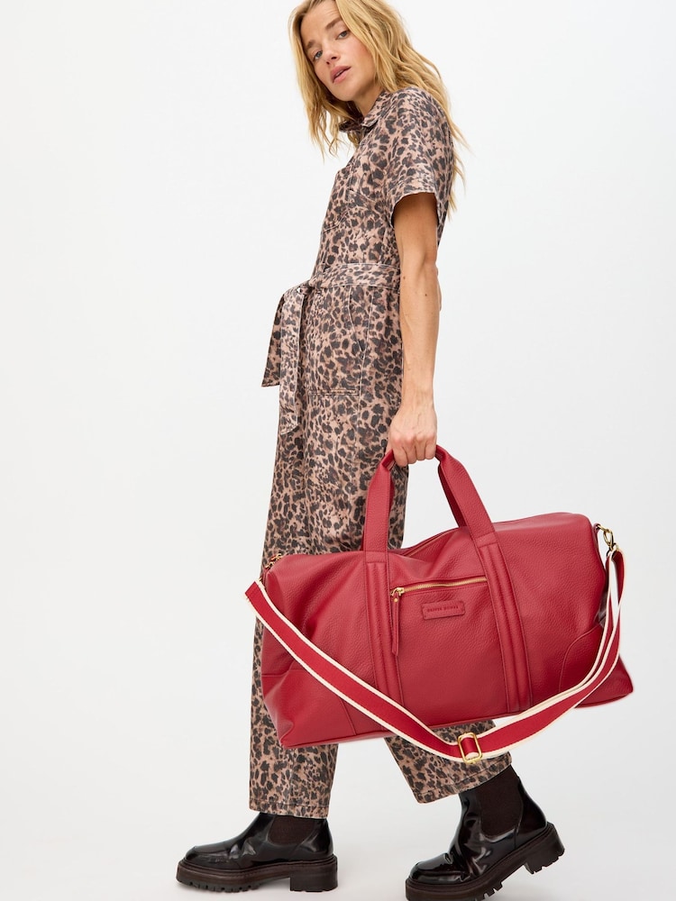 Oliver Bonas Red Hattie Cherry Red Weekend Bag - Image 7 of 7