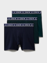 Crew Clothing Green Cotton Jersey Boxer Briefs 3 Pack - Image 1 of 2