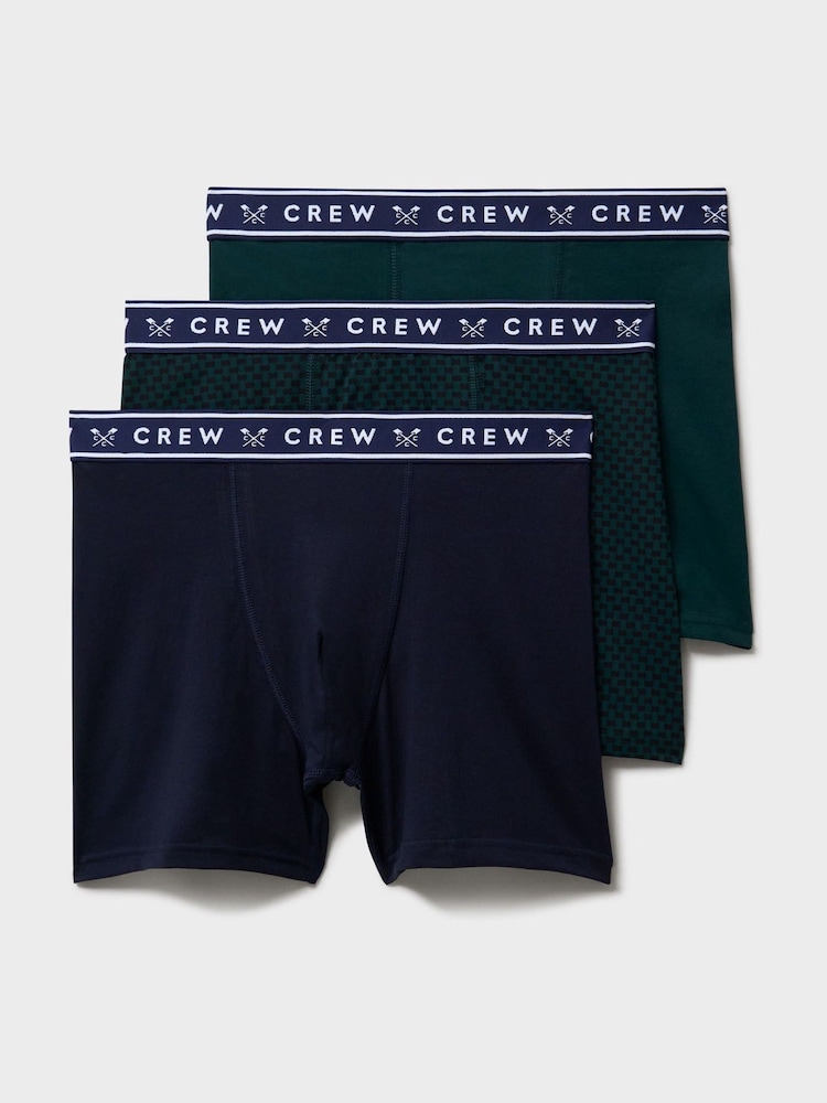 Crew Clothing Green Cotton Jersey Boxer Briefs 3 Pack - Image 1 of 2 Crew Clothing Green Cotton Jersey Boxer Briefs 3 Pack - Image 1 of 2