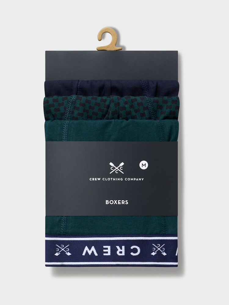 Crew Clothing Green Cotton Jersey Boxer Briefs 3 Pack - Image 2 of 2 Crew Clothing Green Cotton Jersey Boxer Briefs 3 Pack - Image 2 of 2