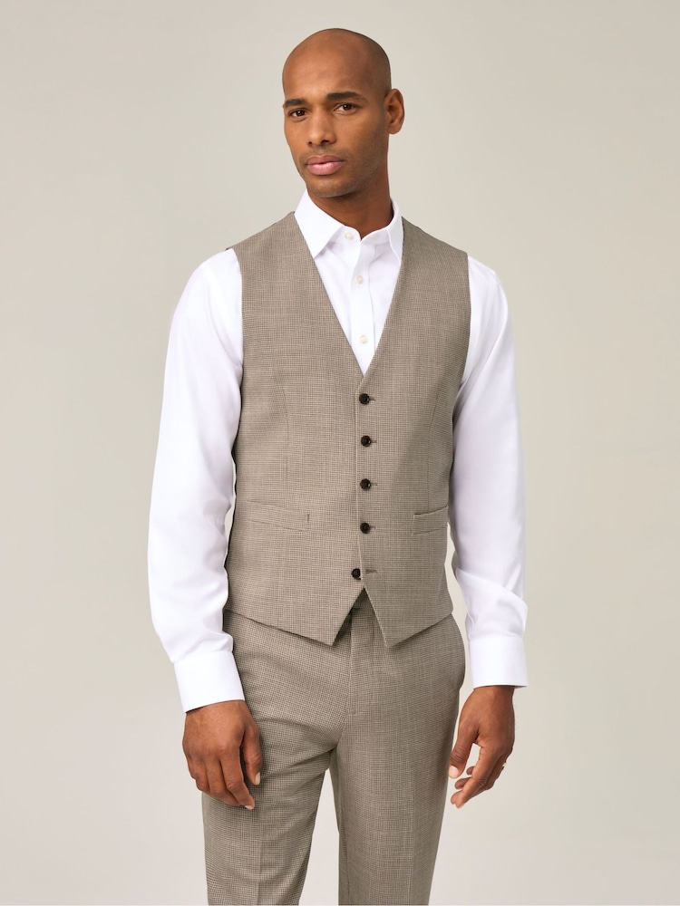 Skopes Natural Chaplin Micro Check Suit Waistcoat - Image 1 of 4