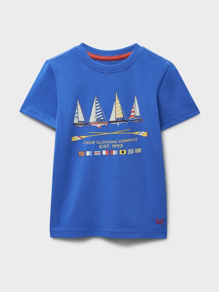 Azul - Crew Clothing Company Crew Classic Graphic T-Shirt - Imagen 1 de 3