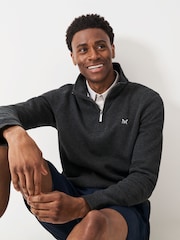 Crew Clothing Company Charcoal Grey Cotton French Rib Half Zip Jumper - Image 1 of 5