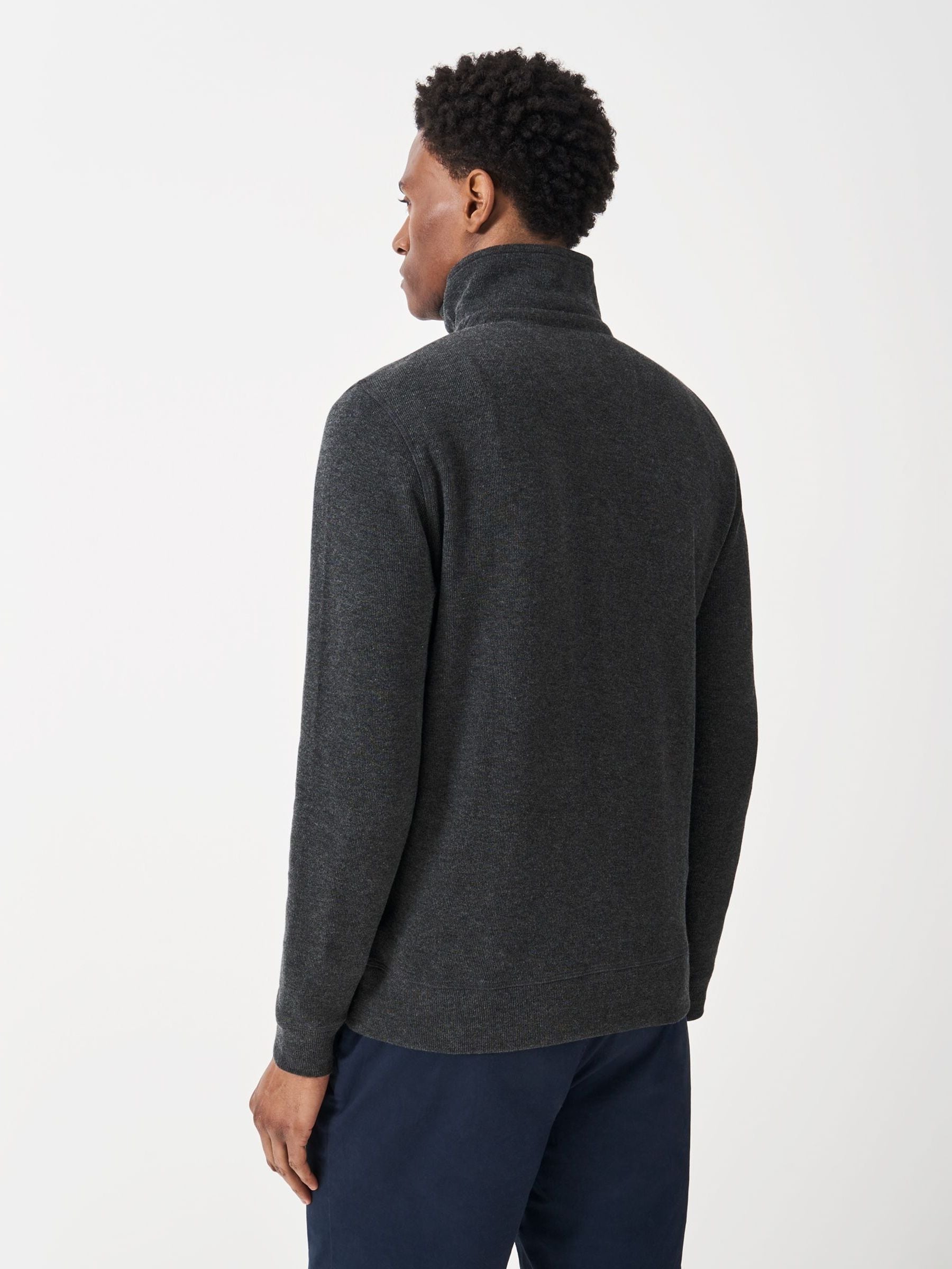 Buy Crew Clothing Company Charcoal Grey Cotton French Rib Half Zip