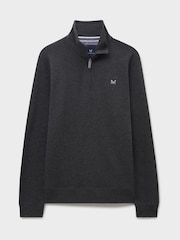 Crew Clothing Company Charcoal Grey Cotton French Rib Half Zip Jumper - Image 5 of 5