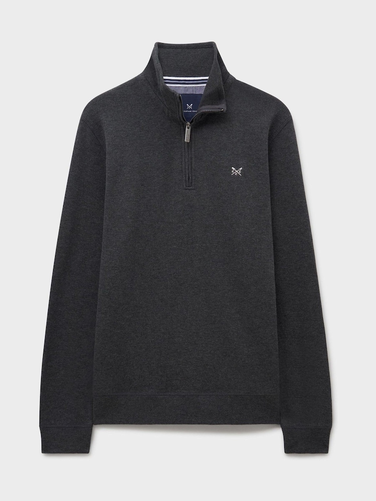 Crew Clothing Company Charcoal Grey Cotton French Rib Half Zip Jumper - Image 5 of 5 Crew Clothing Company Charcoal Grey Cotton French Rib Half Zip Jumper - Image 5 of 5