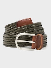 Verde - Crew Clothing Company Woven Leather Stretch Belt - Imagen 1 de 3