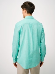 Crew Clothing Company Turquoise Blue Long-Sleeve Linen Shirt - Image 2 of 5