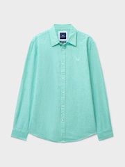 Crew Clothing Company Turquoise Blue Long-Sleeve Linen Shirt - Image 5 of 5