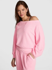 Victoria's Secret Pink Victoria Pink Off The Shoulder Waffle Sweatshirt - Image 1 of 2