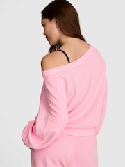 Victoria's Secret Pink Victoria Pink Off The Shoulder Waffle Sweatshirt - Image 2 of 2
