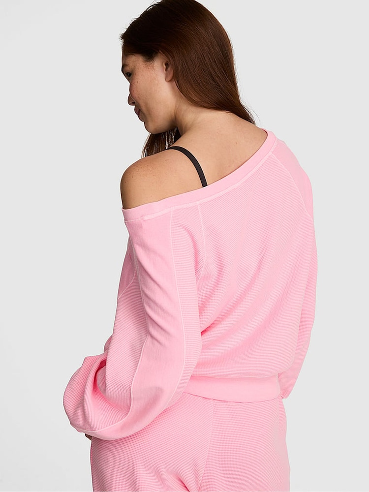 Victoria's Secret Pink Victoria Pink Off The Shoulder Waffle Sweatshirt - Image 2 of 2 Victoria's Secret Pink Victoria Pink Off The Shoulder Waffle Sweatshirt - Image 2 of 2