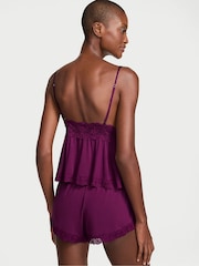 Victoria's Secret Rhubarb Purple Lace Trim Modal Cami Set - Image 2 of 3