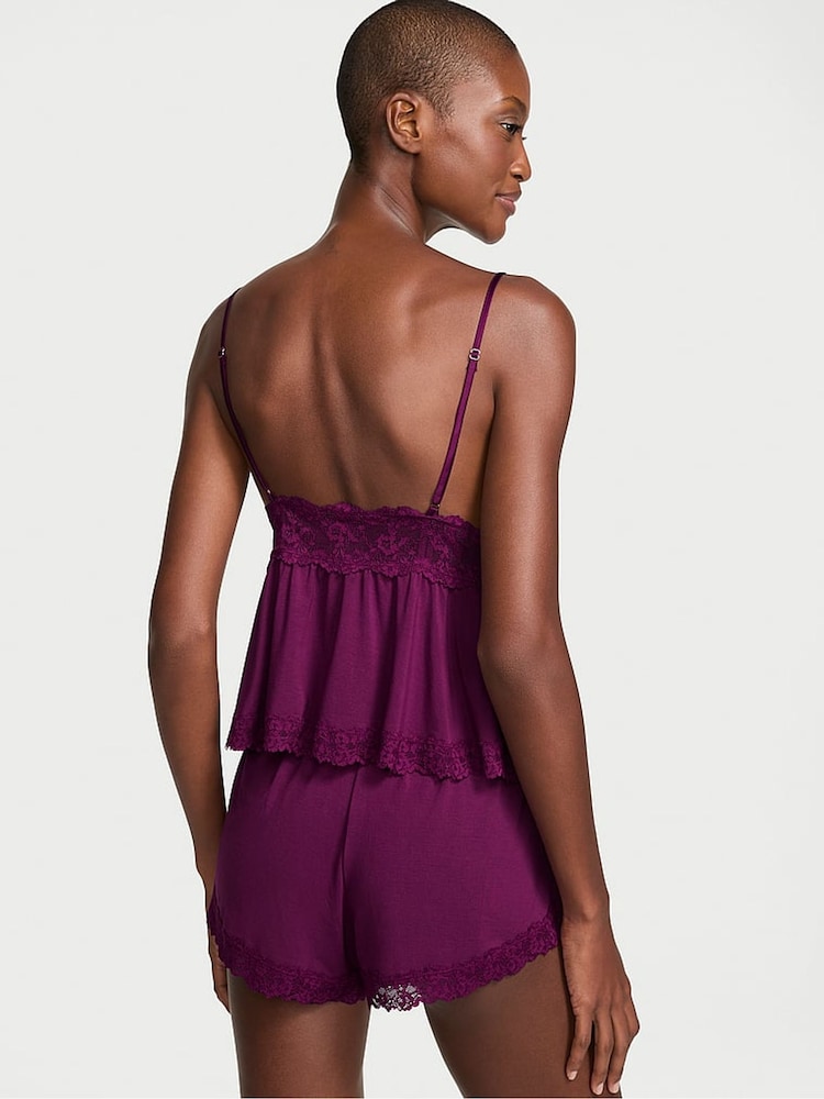 Victoria's Secret Rhubarb Purple Lace Trim Modal Cami Set - Image 2 of 3 Victoria's Secret Rhubarb Purple Lace Trim Modal Cami Set - Image 2 of 3