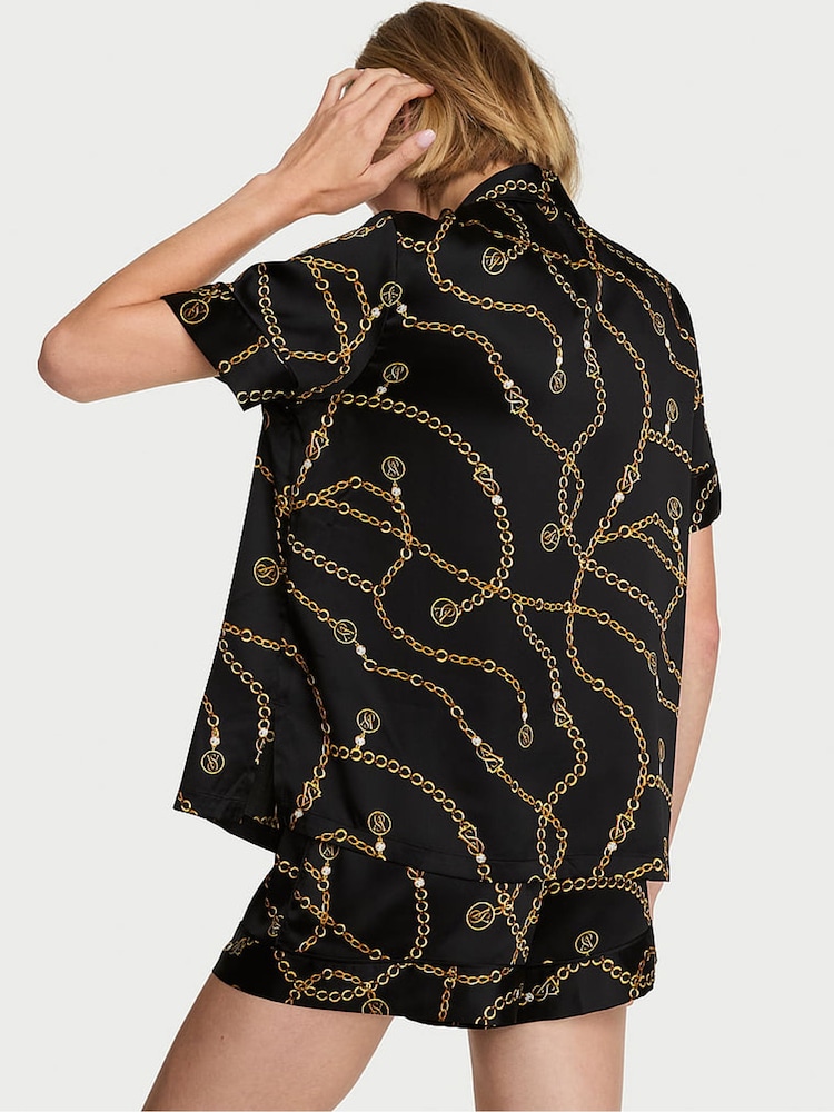 Victoria's Secret Black Chains Satin Short Pyjamas Set - Image 2 of 3 Victoria's Secret Black Chains Satin Short Pyjamas Set - Image 2 of 3