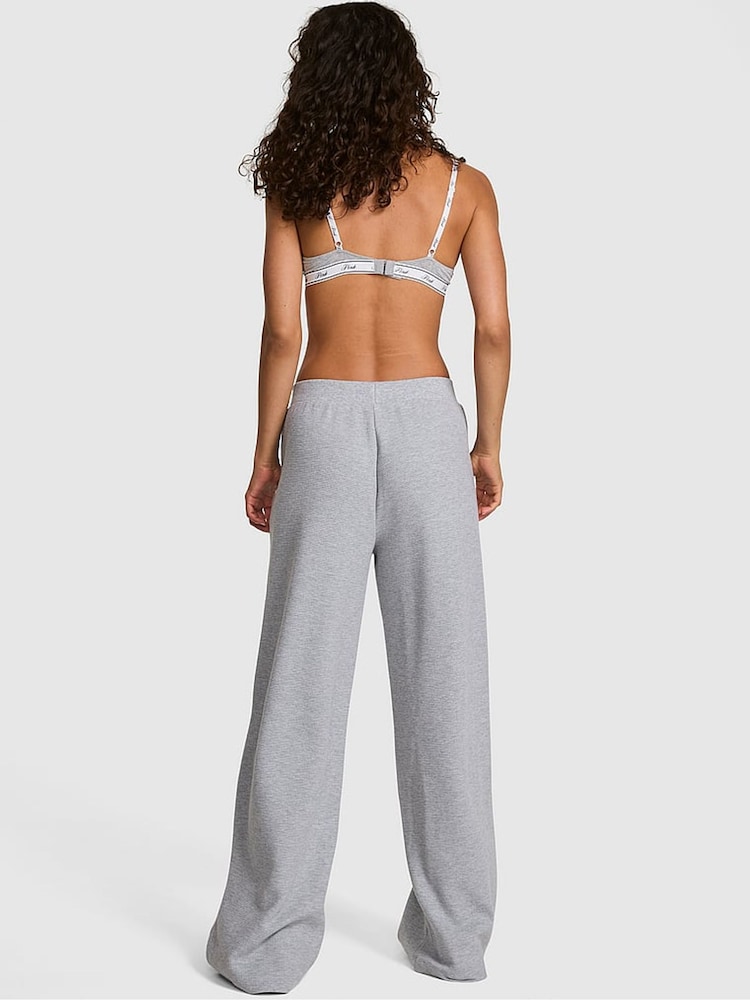 Victoria's Secret Pink Medium Heather Grey Wide Leg Oversized Waffle Joggers - Image 2 of 2