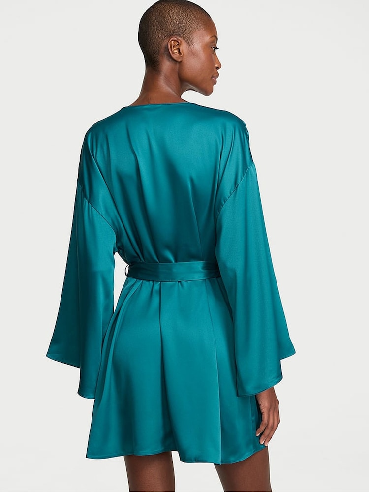 Victoria's Secret Aquarium Blue Satin Short Robe - Image 2 of 2