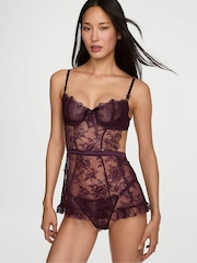 Victoria's Secret Winter Wine Red Apron Babydoll Set - Image 1 of 2