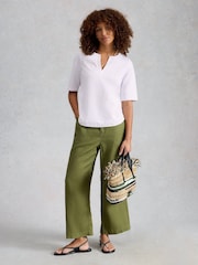 White Stuff White Weaver Notch Neck Cotton Top - Image 1 of 6